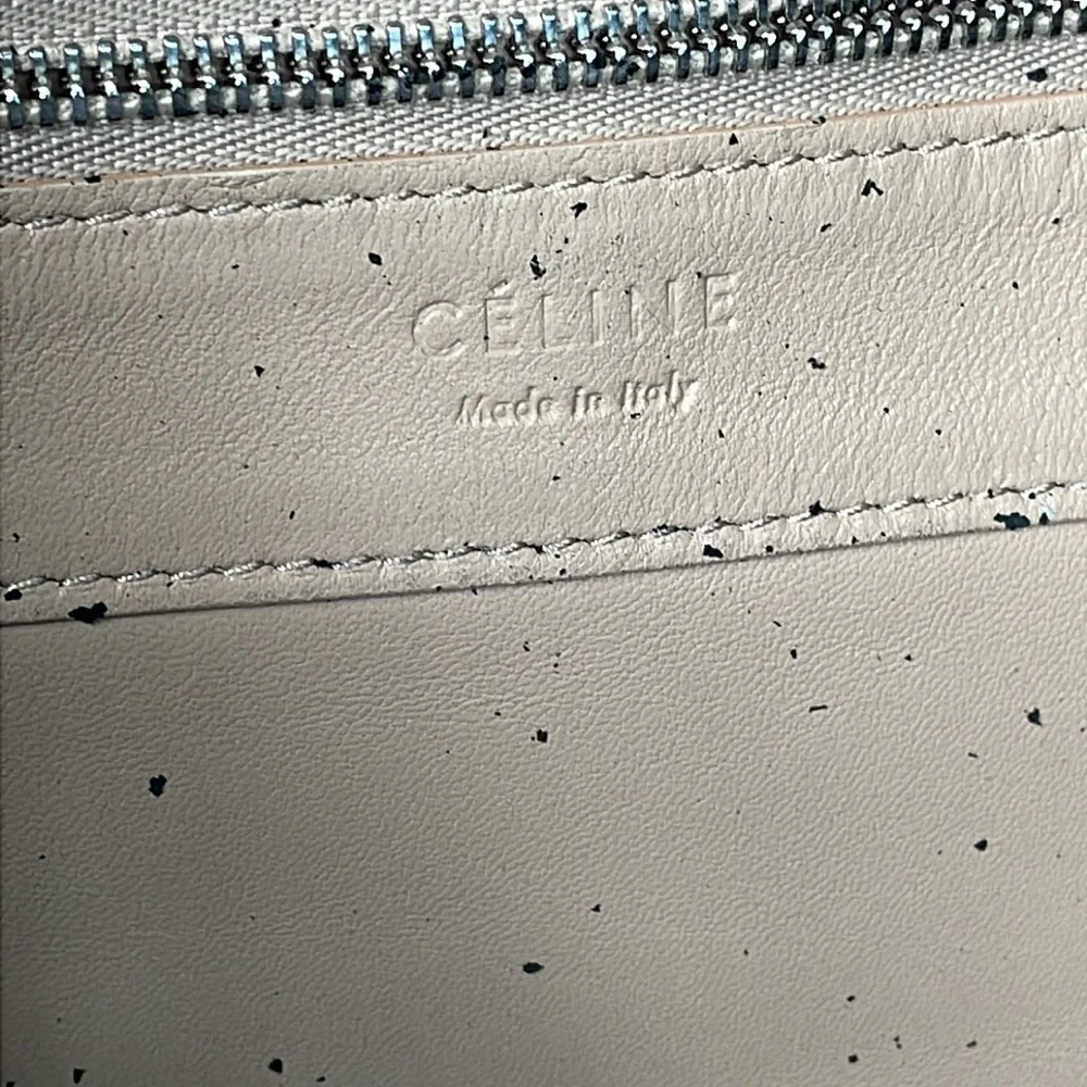Rare Celine Horizontal Zip Gusset Cabas Tote Bag Large Shopper Beige Leather